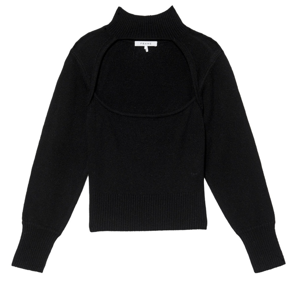 Frame Cut-Out Turtleneck Cashmere-Blend Sweater Color: Black Size: Medium